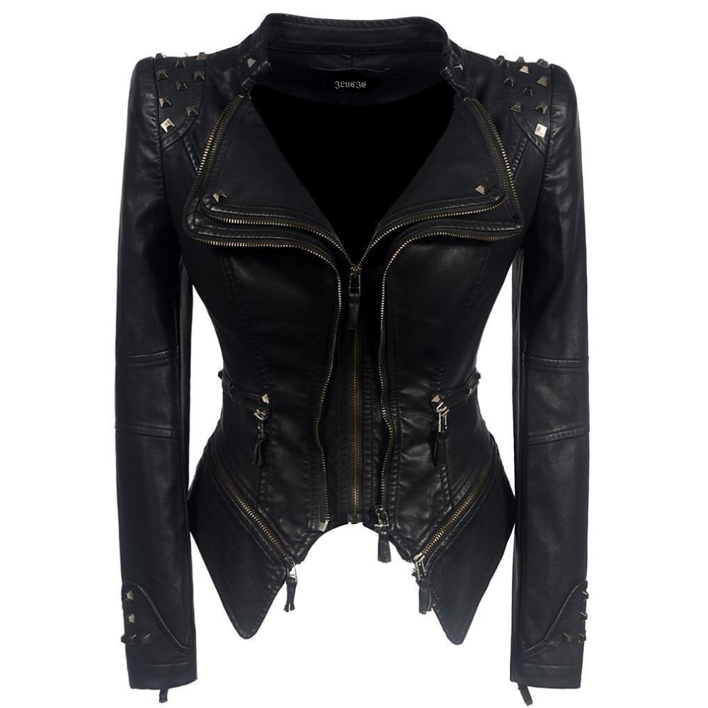Asymmetrische, trendige Lederjacke
