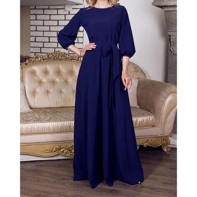 Abendkleid mit Rundhalsausschnitt, Chiffon und Laternenärmeln