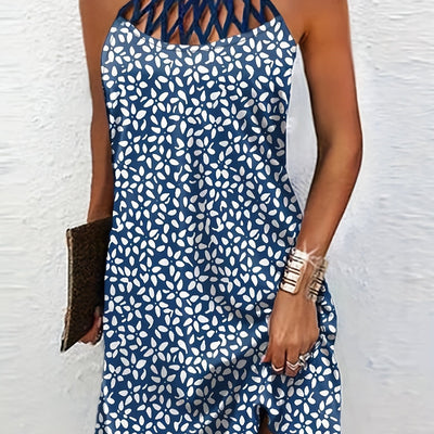 Trägerloses Kleid mit Blumenmuster für Frauen - Blau