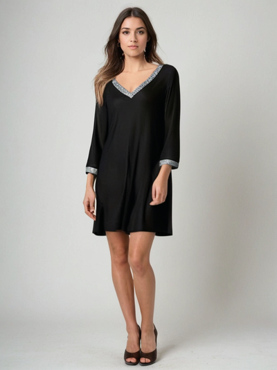 Elegantes Midikleid mit Pailletten und 3/4-Ärmeln